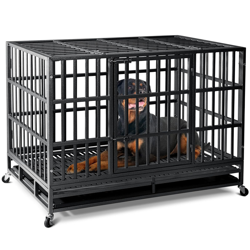 Oranland 48-Inch Heavy Duty Indestructible Dog Crate with Wheels