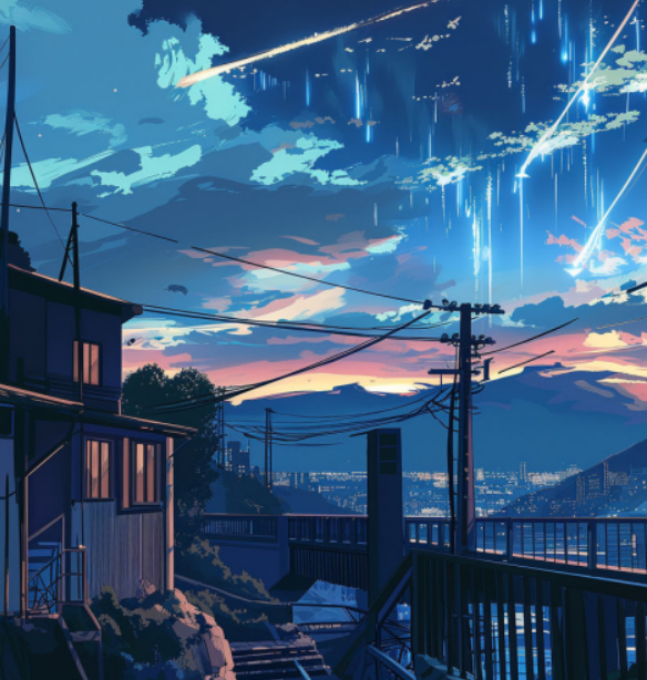 Mountainous landscape with a house on a cliff