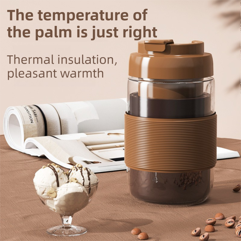 Portable Electric Coffee Bean Grinding Cup & Juicer with Safe Hidden Stainless Steel Blades - 420ML USB Rechargeable Travel Brewer