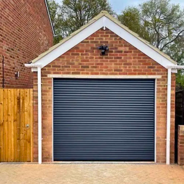 Modern brick garage with roller door