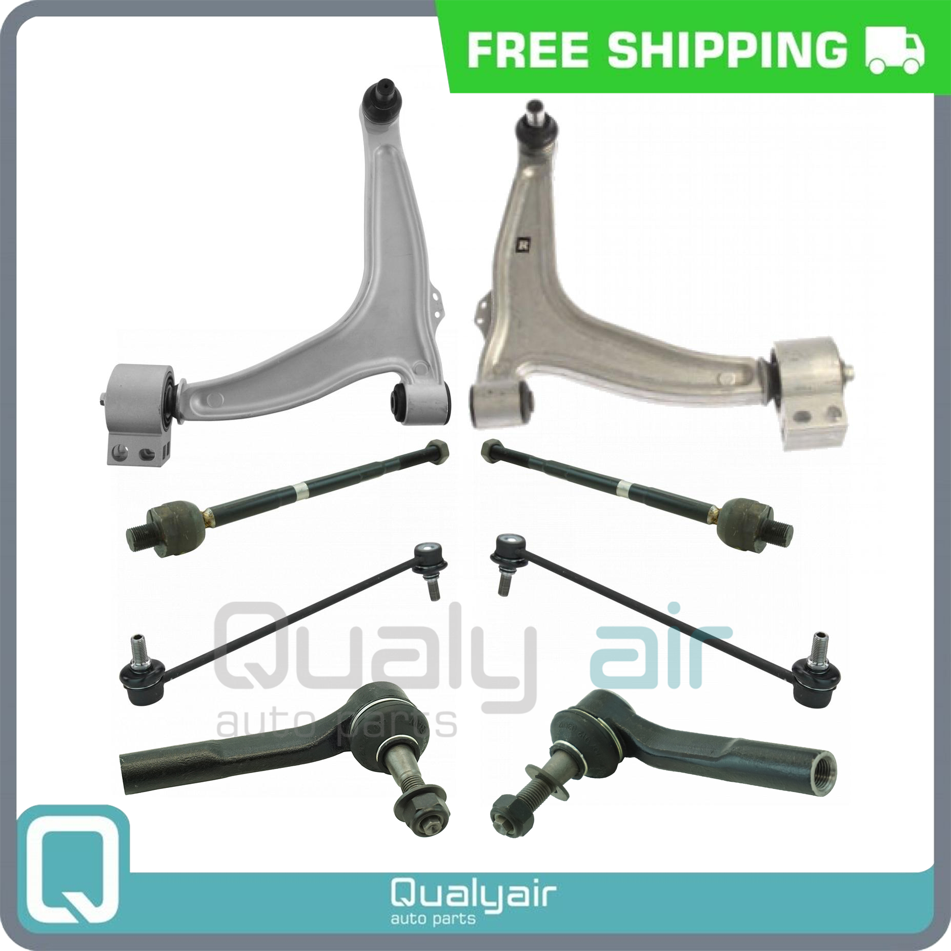 Control Arm Ball Joint Tie Rod and Sway Bar Link Kit for 06-09 Front End - 8pcs