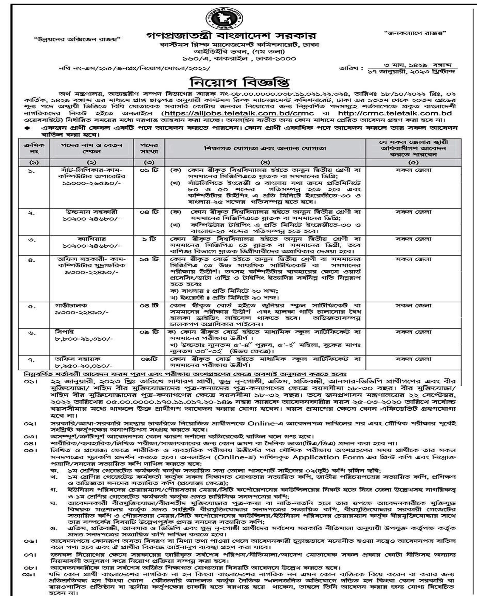 CRMC Job Circular 2024