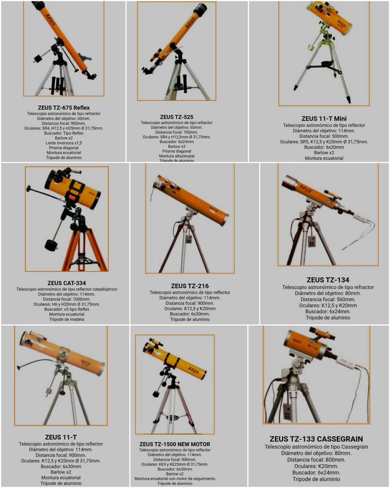 telescopios astronomicos Zeus II <br />ecuatoriales 