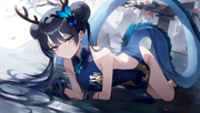 depth of field, 1girl, [kisaki blue archive], monster girl, {{{{dragon girl}}}}, s-1205496745