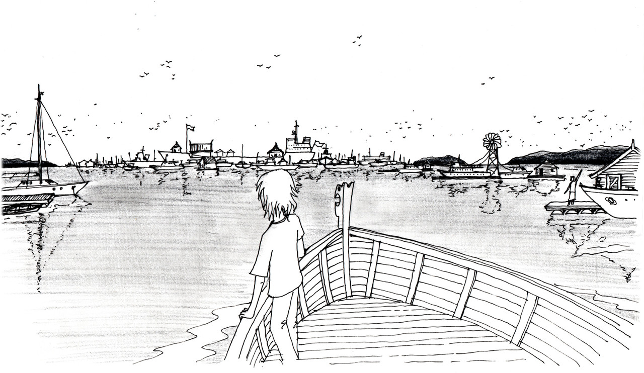 Young Ensi arrives at the floating town