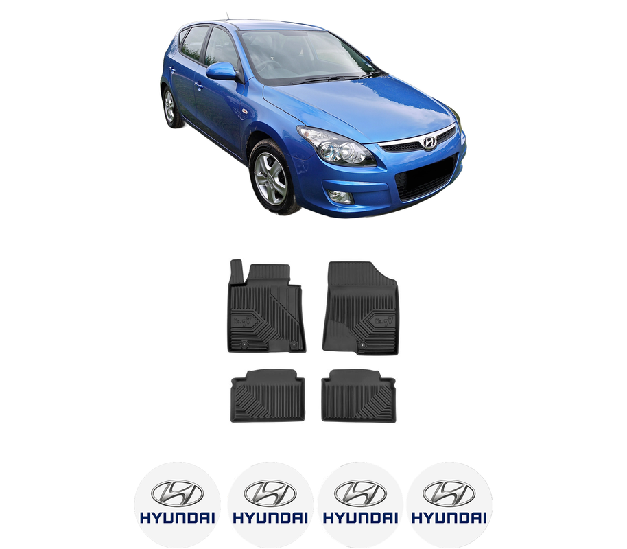 Set covorase presuri HYUNDAI i30 (FD) din 2007-2011, auto, din cauciuc thermoplastic, 4 Stickere auto cu HYUNDAI