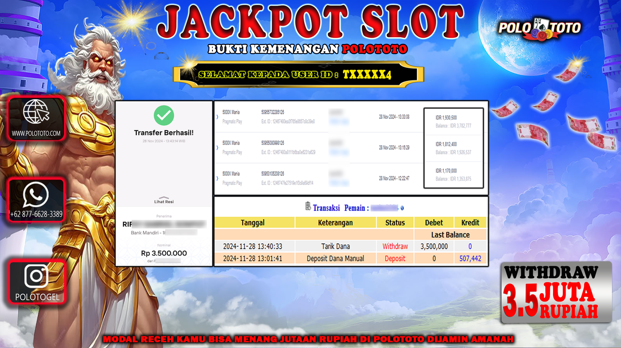 POLOTOTO JACKPOT SLOT 5000X MANIA Rp.3,500.000,-