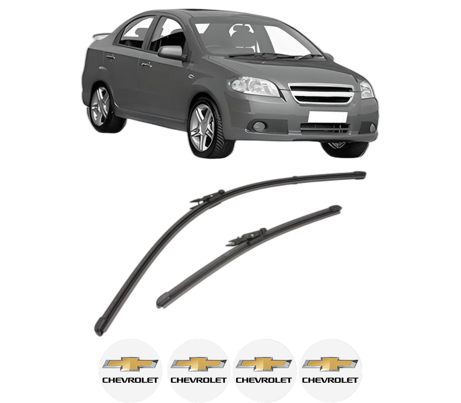 Set stergatoare auto CHEVROLET AVEO / KALOS Hatchback (T250, T255) din 2006-2012, pentru parbriz auto, 2 bucati, Valeo Silencio Xtrm, din cauciuc siliconat rezistent, 4 Stickere Auto CHEVROLET