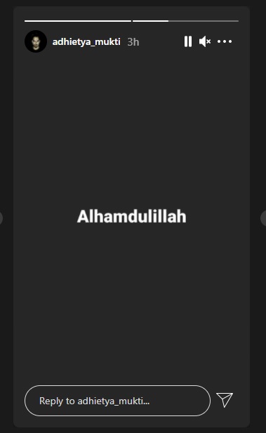 Ucapan syukur Adhietya Mukti