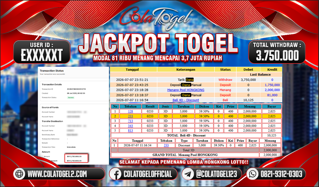JACKPOT HONGKONG LOTTO!!