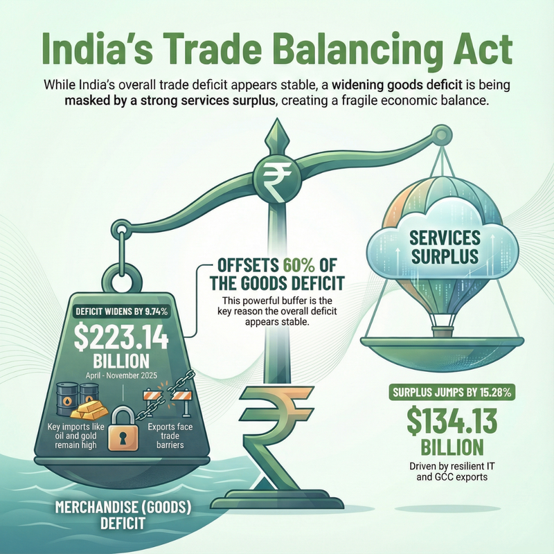 India's current account deficit (CAD) FY26 infographic