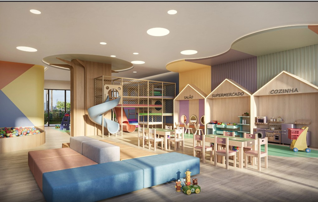 Espaço kids lúdico e seguro para crianças do residencial
