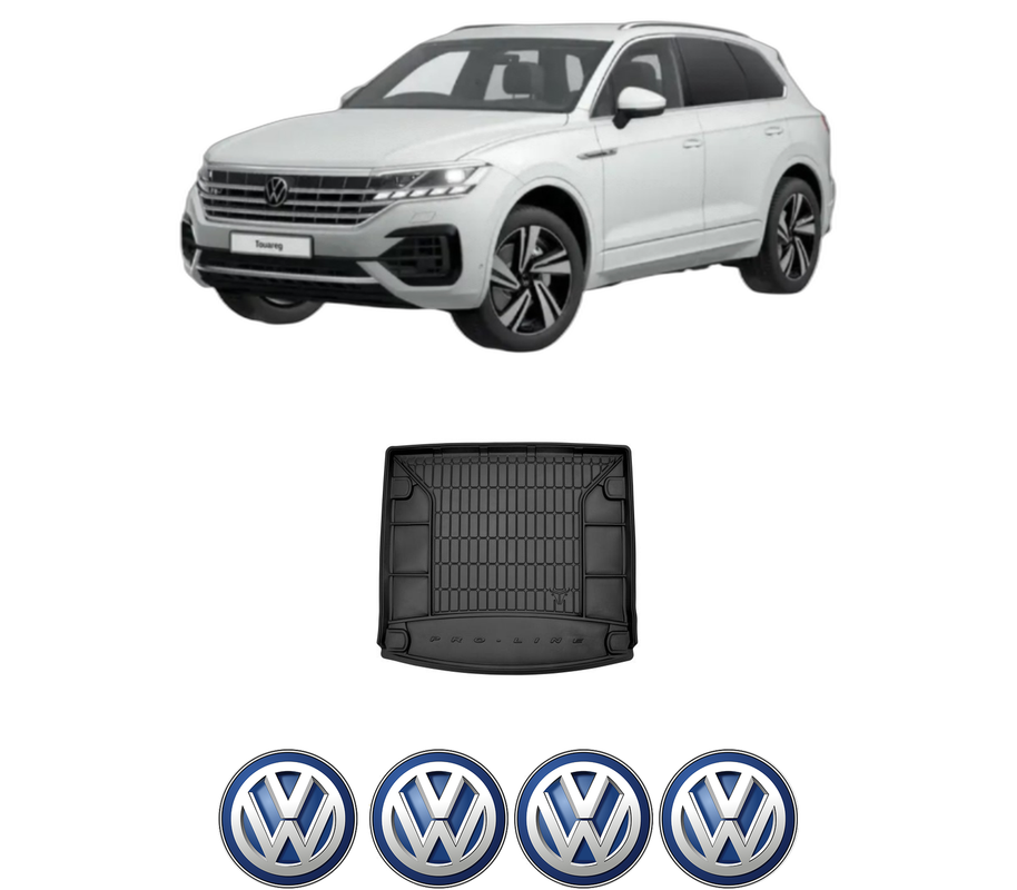 Tavita Portbagaj Volkswagen TOUAREG (CR7, RC8) din 2017-2023, Protectie Portbagaj Auto, 4x Stickere auto cu Volkswagen
