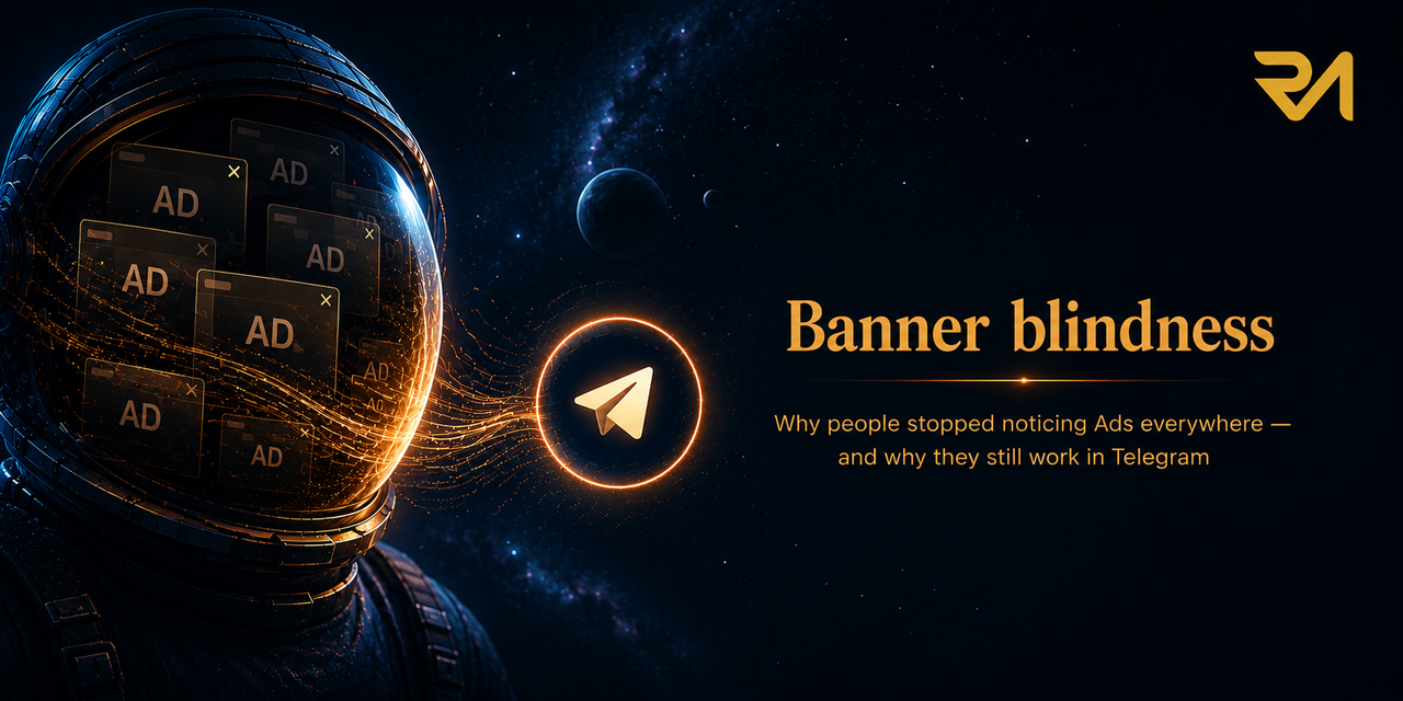 Banner blindness. Why people stopped noticing Ads everywhere — and why they still work in Telegram