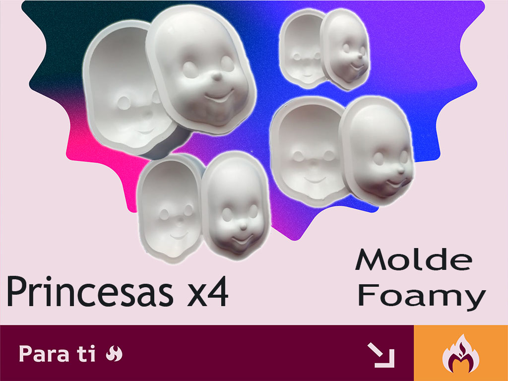 Molde para foami caras de princesa frozen fofuchas goma eva y pasta