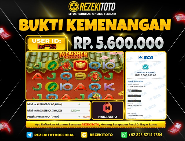 BUKTI KEMENANGAN 13 SEPTEMBER 2025 FA CAI SHEN DELUXE 5 JUTA 