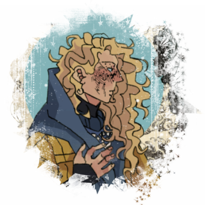 ID: An image of Faulkner, a man with long curly blonde hair and freckles.