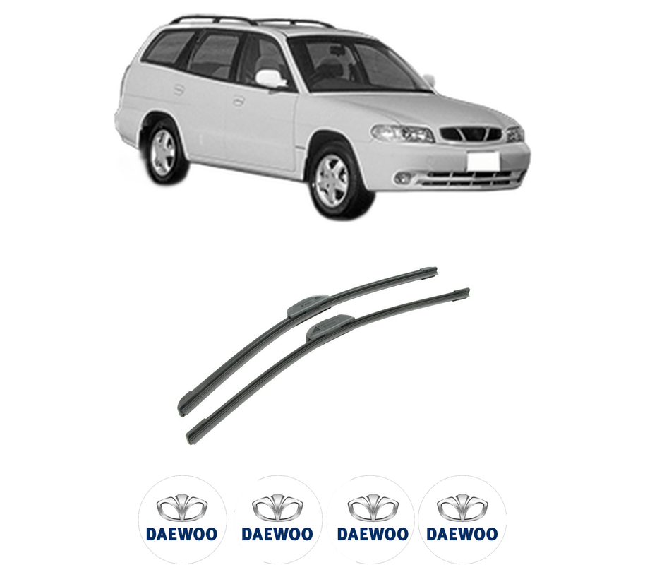 Set stergatoare auto DAEWOO NUBIRA (J100) din 1997-1999, pentru parbriz auto, 2 bucati, Bosch Aerotwin Retrofit, din cauciuc siliconat rezistent, 4 Stickere Auto DAEWOO