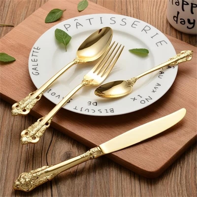 Silverware Flatware Cutlery Set 4 16 24 32 40 48 Pieces Palace Embossed Tableware Gold Tableware Kn