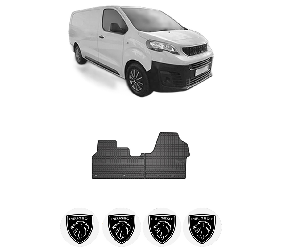 Set covorase presuri PEUGEOT EXPERT din 2007-2016, auto, din cauciuc thermoplastic, 4 Stickere auto cu PEUGEOT