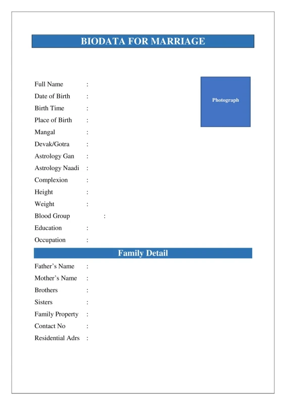 Marriage Biodata Format Word Download