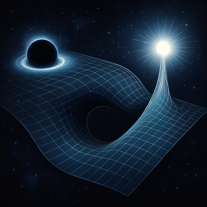 Time Travel Concept: Abstract representation of space-time curvature and potential paths through time.