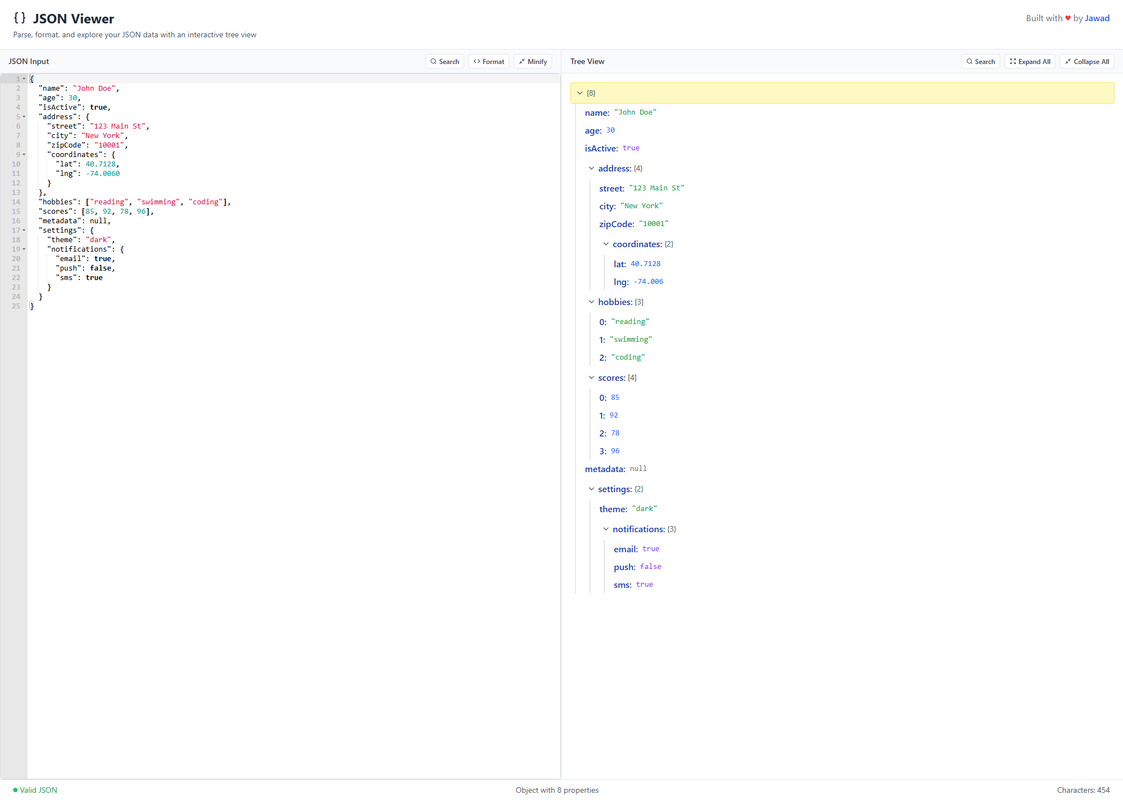 JSON Viewer Main Interface