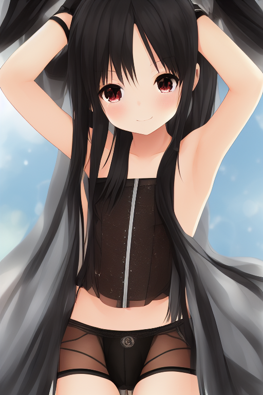 00554-2347982009-Shakugan_no_Shana, detailed ((see-through underwear)) and  gloves, arm up, 7yo litt