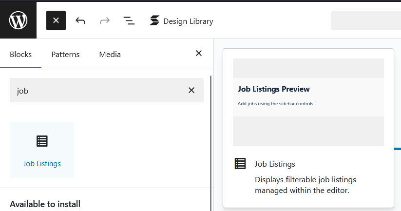 Screenshot of the block added in the editor.