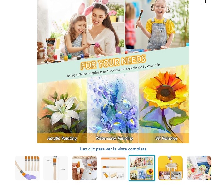 Set x5 piezas Brocha Suave Para Estarcido Cabo plano Surtidos