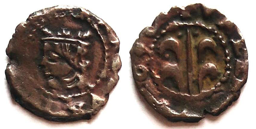 Dinerillo valenciano de Carlos II con fecha 169? Dinero-Valencia