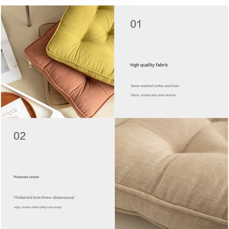 Supplier reference image for Tea Green Soft And Thick Seat Cushion - Cotton Linen Blend Chair Pad
