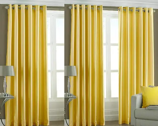 RICHLINEN Attractive Plain Crush Curtain For Door & Window ,Yellow (Pack of 3pcs) (R701)