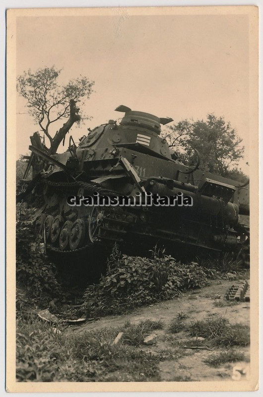 Orig. Foto zerstörte Panzer IV Tank m. Kennung i