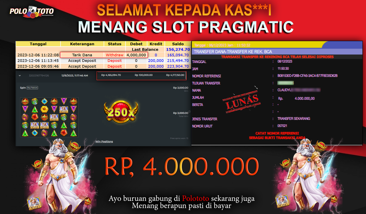 BUKTI PEMBAYARAN JACKPOT DIPOLOTOTO DIBAYAR LUNAS!!!