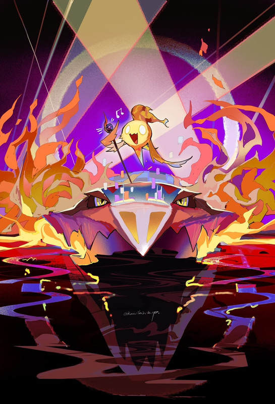 skeledirge-and-fire-bird-pokemon-drawn-b