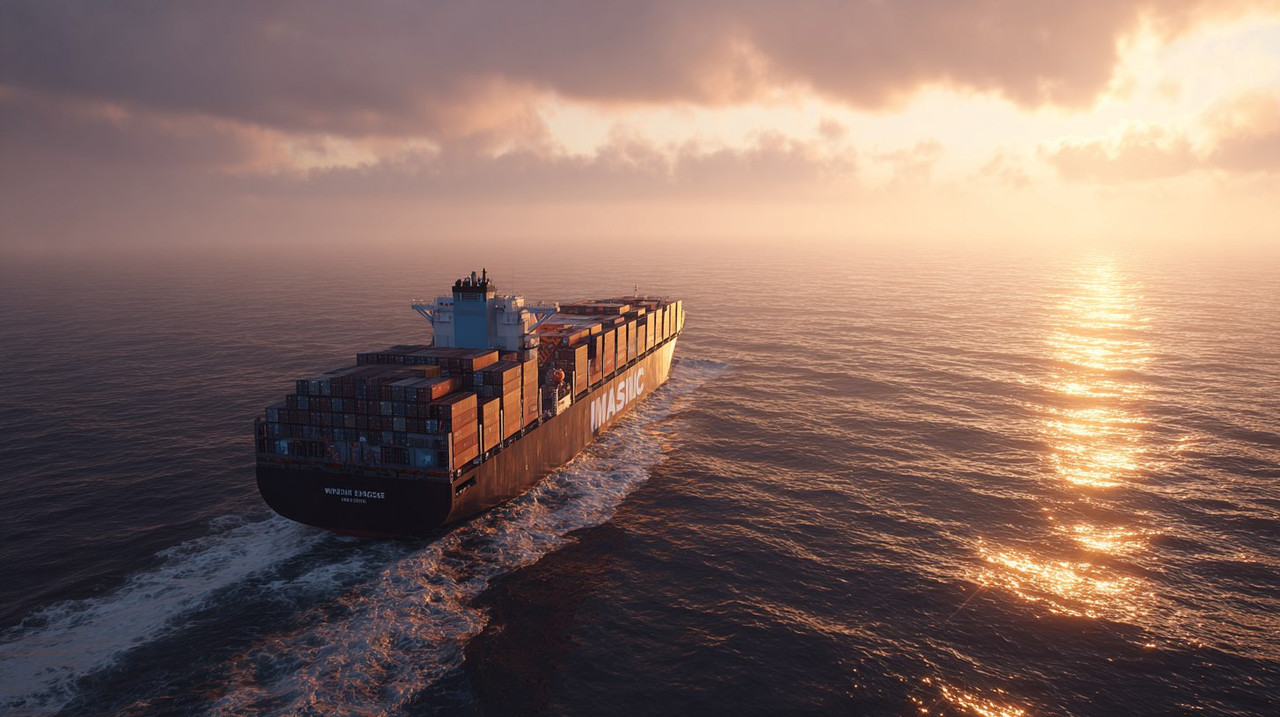 Контейнеровоз в океане