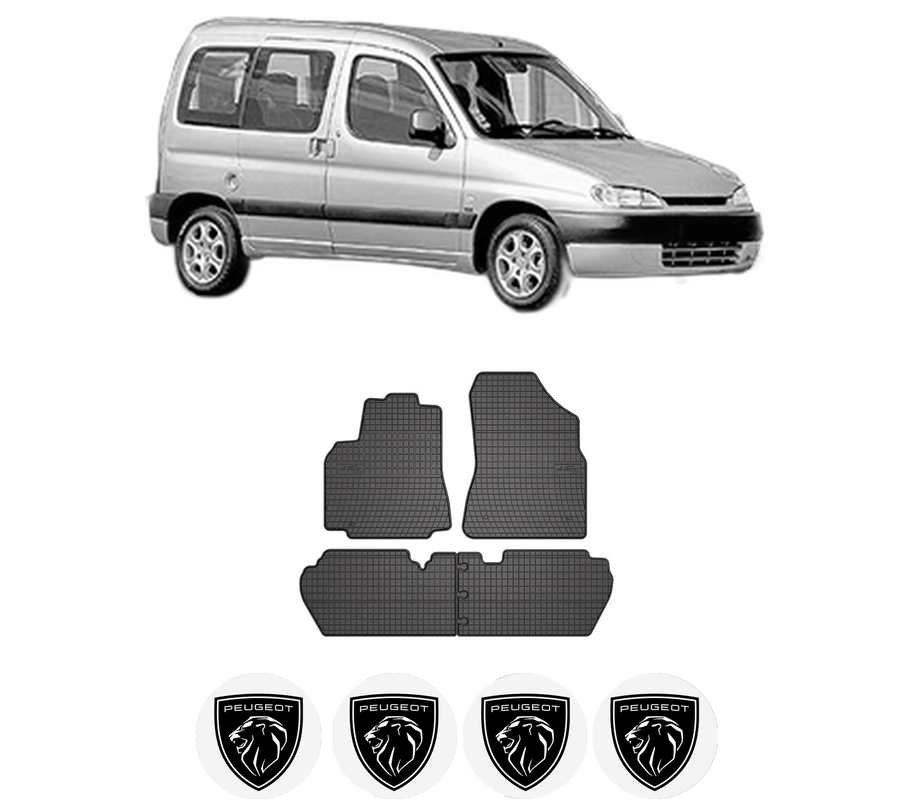 Set covorase presuri PEUGEOT PARTNER MPV (5_, G_) din 1996-2015, auto, din cauciuc thermoplastic, 4 Stickere auto cu PEUGEOT
