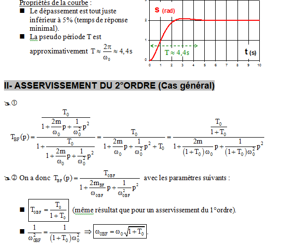 ASSERVISSEMENT D'UN SYSTÈME DU 2°ORDRE