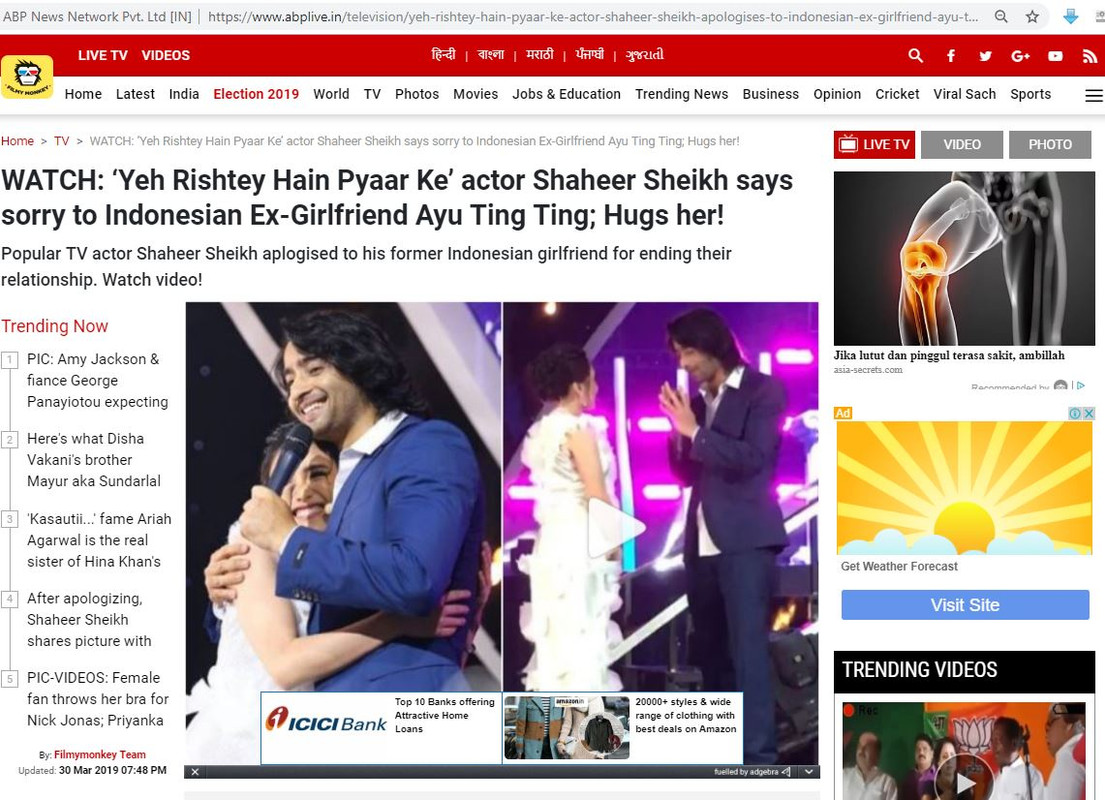 Pertemuan kembali Ayu Ting Ting dan Shaheer Sheikh dibahas di media India