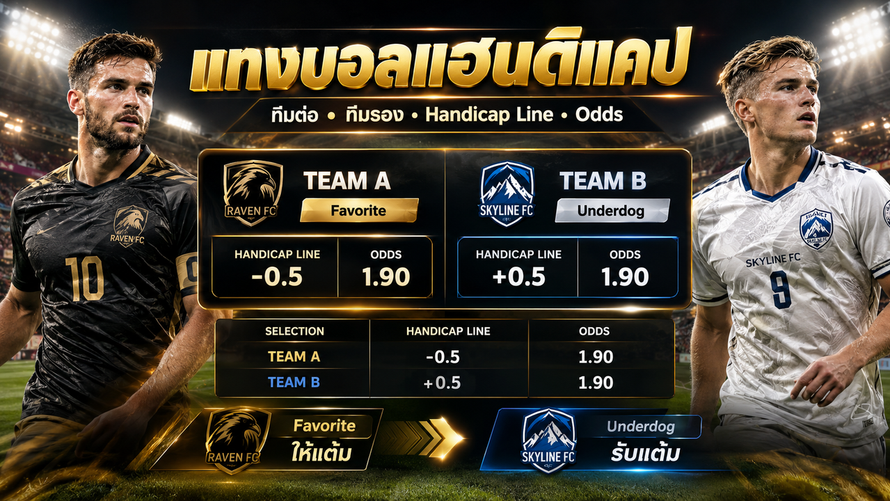 แทงบอลแฮนดิแคป วิธีอ่านทีมต่อ ทีมรอง และ Handicap Line