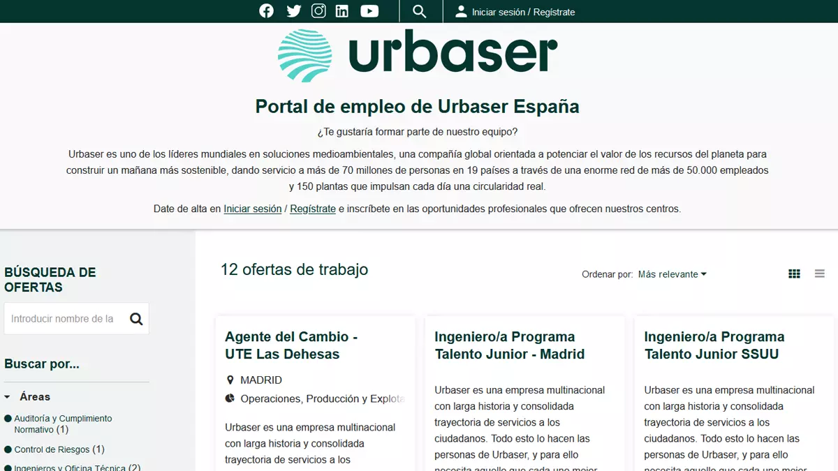 Portal de empleo para trabajar en Urbaser