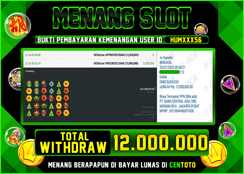 BUKTI JACKPOT LUNAS CENTOTO