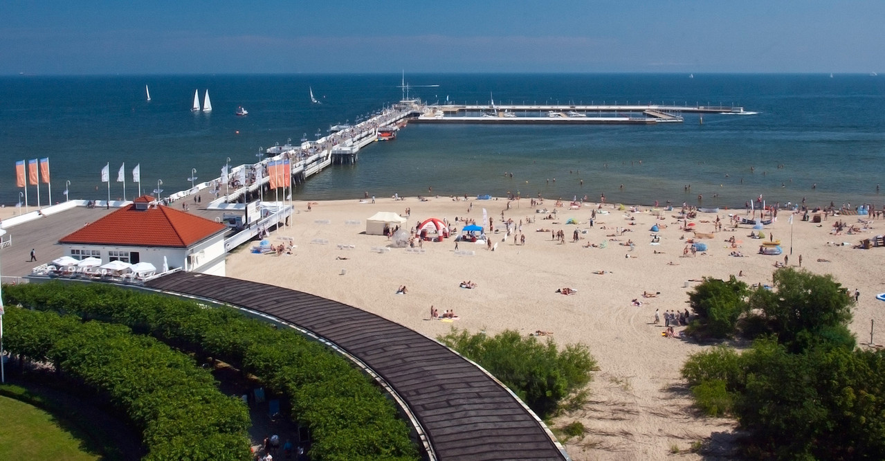 Plage et jetée de Sopot