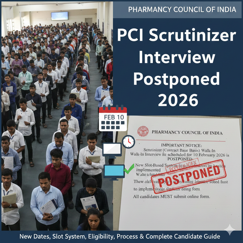 PCI Scrutinizer Walk-In Interview Postponed 2026 — Full Update, New Dates, Process & Candidate Guide