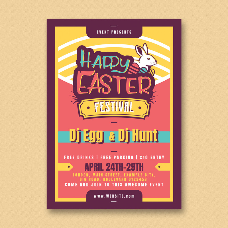 Easter party flyer template