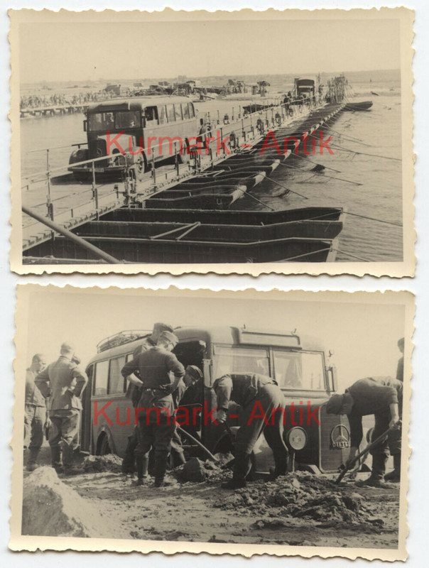 Fotos Wehrmacht Gebirgsjäger Polen Russland Front Brücke LKW Bus TOP