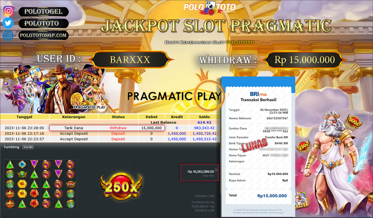BUKTI PEMBAYARAN JACKPOT DIPOLOTOTO DIBAYAR LUNAS!!!