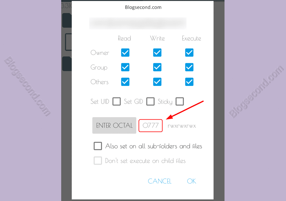 Mengatur CHMOD atau Perijinan File OBB