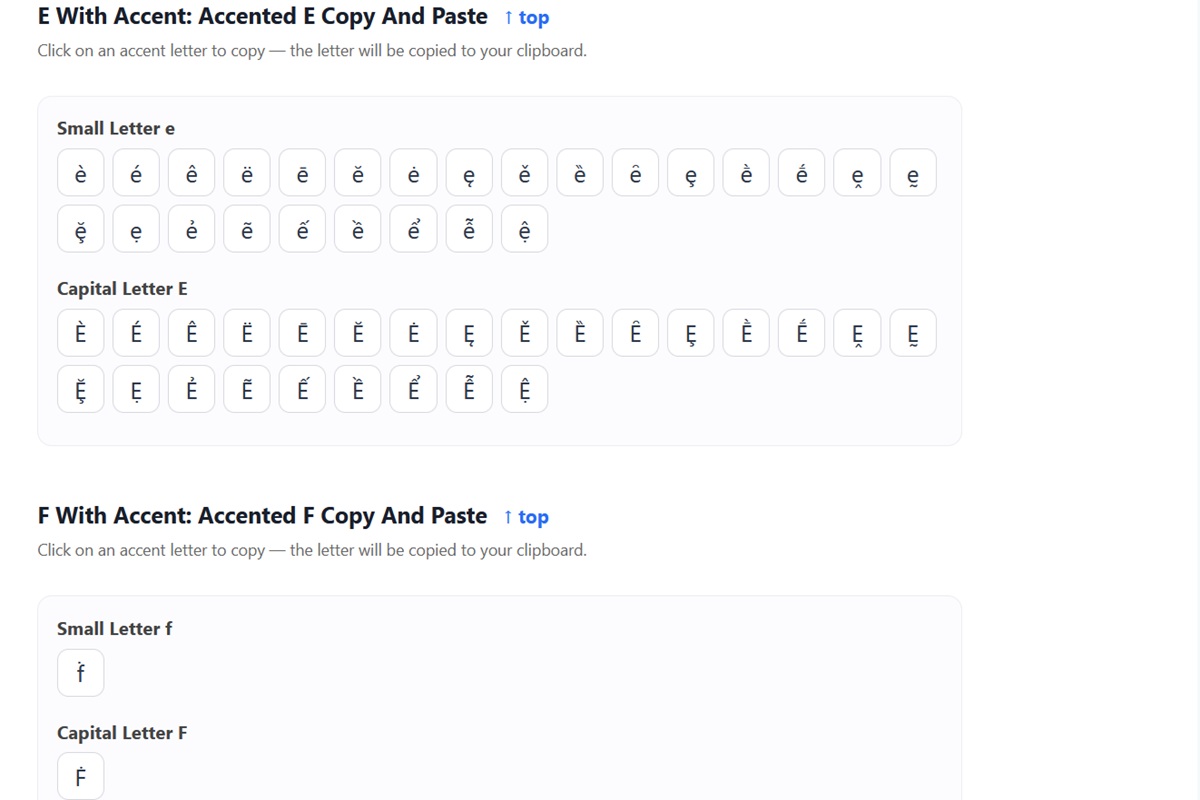 letters with Accents E with Accent mark